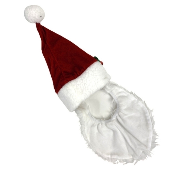 NWT Merry & Bright Pet Santa Hat with Attached Beard Dog Chistmas New - Picture 3 of 8